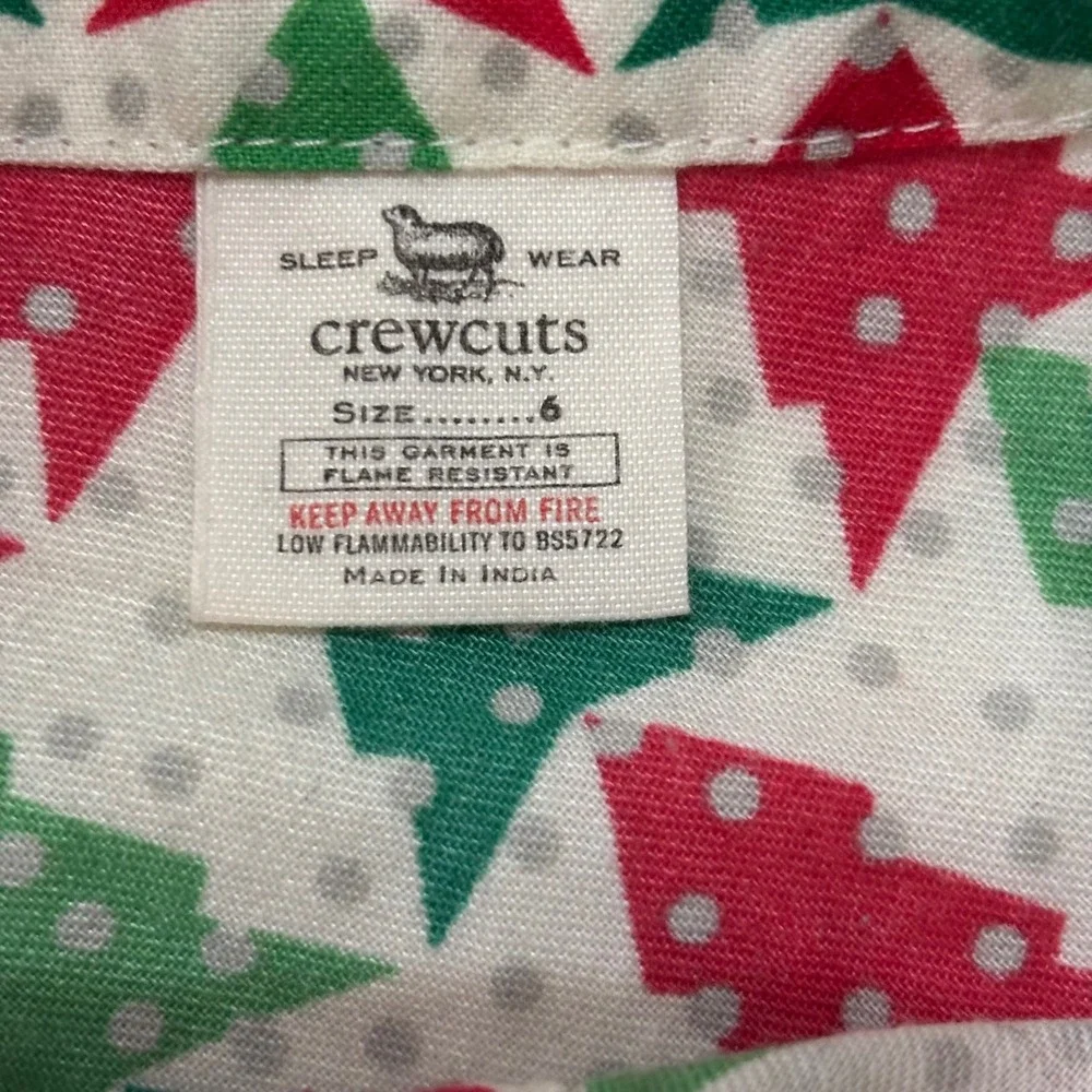 Crewcuts Kids Christmas Tree Nightgown Red Green Polka Dot Sleepwear Size 6